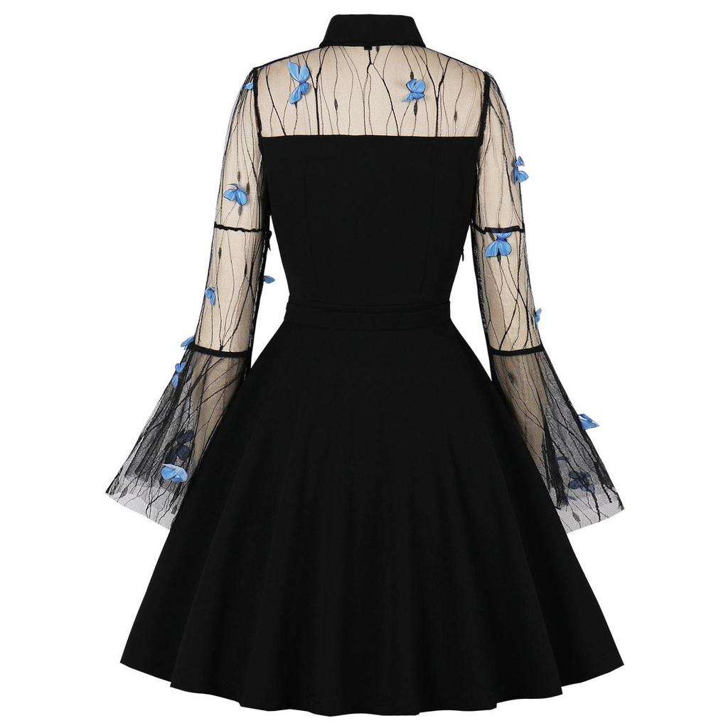 Женское платье для особых случаев 50-х годов Элегантное вышитое платье с развевающимися рукавами с вырезом в форме сердца Конькобежец Винтажное свинговое вечернее коктейльное платье для вечеринок Торжественные наряды S-4XL