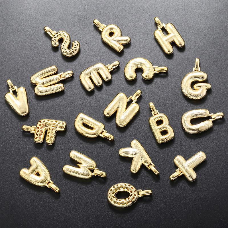 Жирные 26 букв Подвески-шармы Буквы алфавита A-Z Initial Letter Charms для изготовления ювелирных изделий Золотые Хип-хоп украшения :VD1343