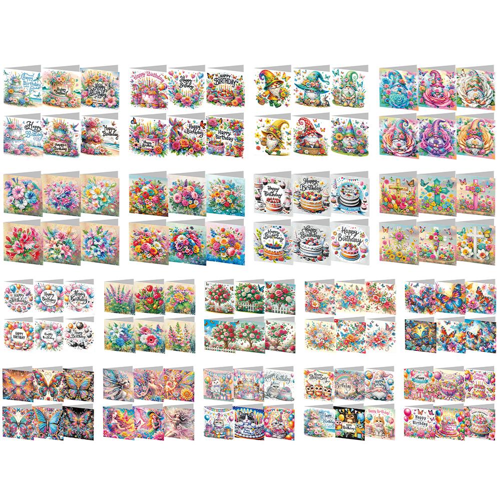 6 шт. Подарочная карта с алмазной живописью DIY Алмазное искусство Поздравительные открытки Алмазная живопись Поздравительная открытка с благодарностью Искусство Ремесла на день рождения