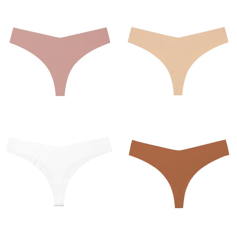 4 шт./лот, женские сексуальные трусики из ледяного шелка с низкой талией, нижнее белье без следов, стринги, женские стринги, дышащее нижнее белье, искушение, нижнее белье