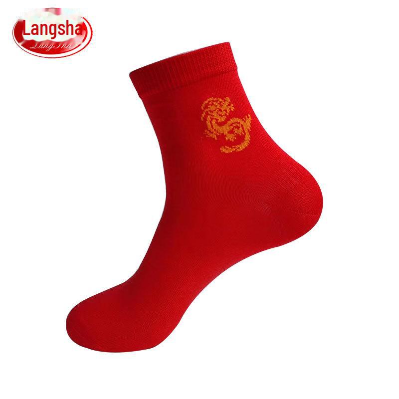 Женские хлопковые носки Langsha Red Dragon Year - средней длины для свадеб и осени/зимы