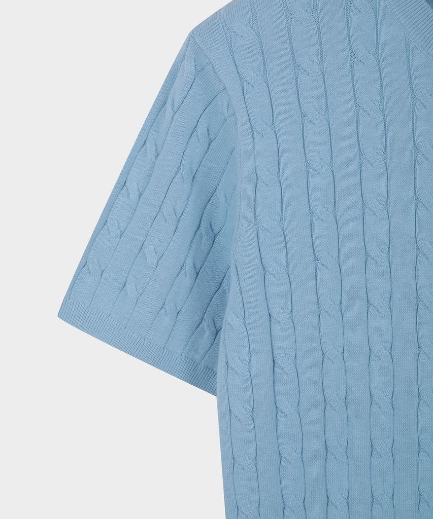 BROOKS BROTHERS Cotton Cable Crew Neck Short Sleeve Sweater (Blue) (Bbwrmog203)