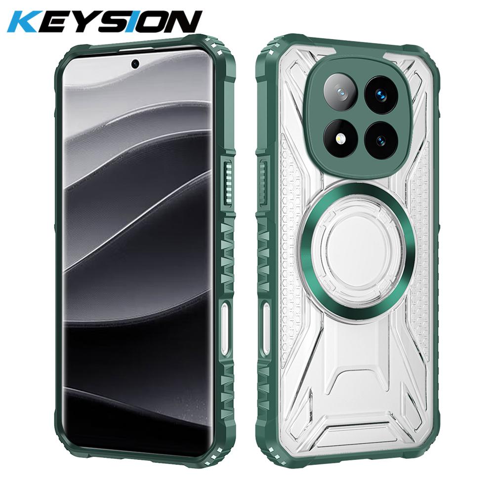 KEYSION Transparent Magnetic Case for Redmi Note 15 Pro+ 5G Silicone+PC Heavy Duty Shockproof Phone Cover for Redmi Note 15 5G