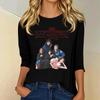 3/4 рукава топы для женщин футболка повседневные принты топы футболка круглый вырез пуловер блузка