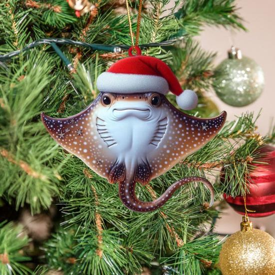 Рождественские украшения Мультяшный узор животного Украшение для рождественской елки 2D плоский Улитка/Муха/Утка Акриловая подвеска для украшения окна, стены, дерева