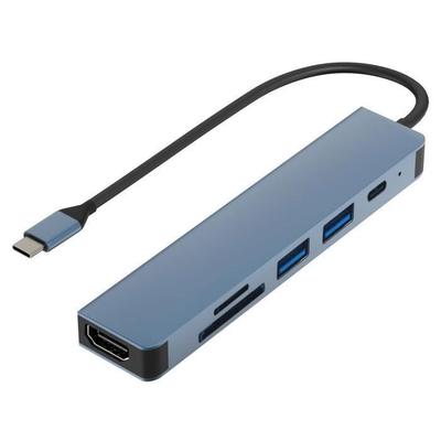Адаптер-хаб USB-C 6-в-1 - PHONILLICO - HDMI 4K - 2 порта USB 3.0 - Кардридер SD-TF - PD 100 Вт