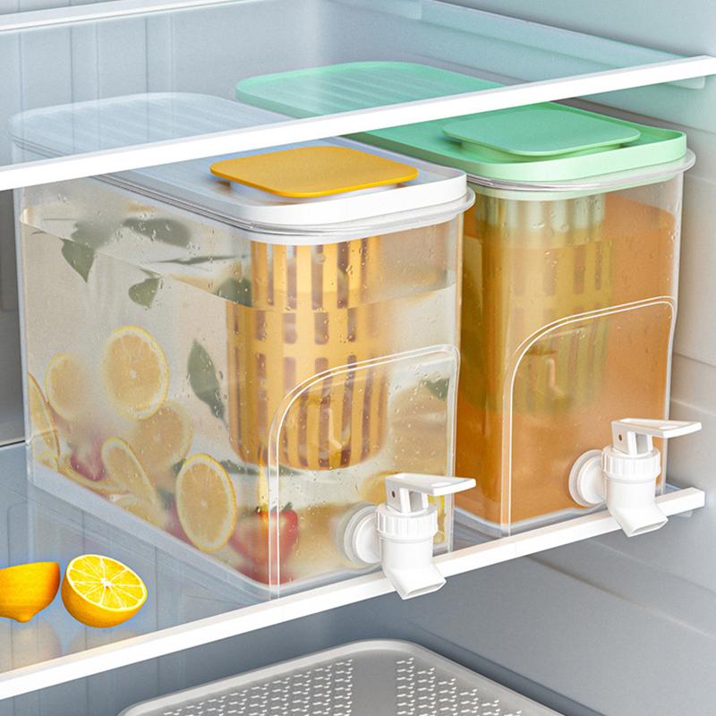 Кувшин для воды большой емкости с краном для холодильника, для хранения холодных и горячих напитков, пластиковый кувшин для сока, холодного чая, кухонного домашнего использования, набор коробок для льда