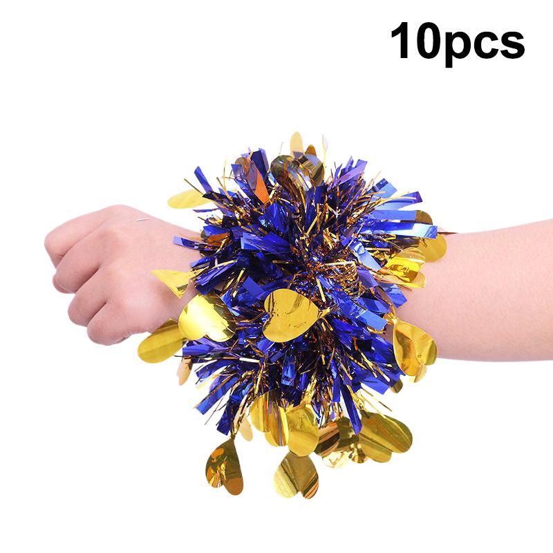 10 шт. Разноцветный мишурный браслет Эластичная лента Взрослые Дети Универсальный Реквизит для танцевального выступления Мишурный браслет на запястье для группы поддержки