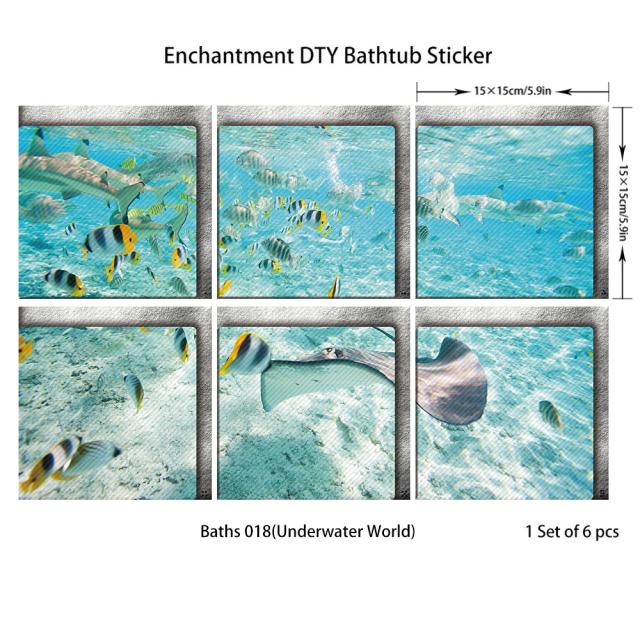 6 шт. наклейка на ванну Нескользящая водонепроницаемая самоклеящаяся наклейка с 3D эффектом для ванной комнаты ПВХ съемная декоративная фреска 15x15 см