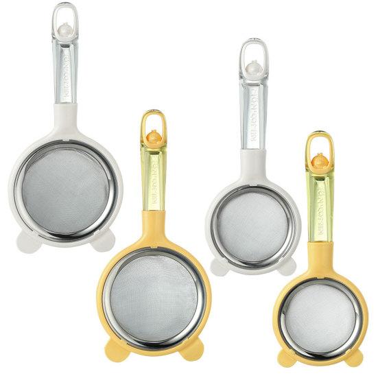 Кухонный сетчатый фильтр с пластиковой ручкой, пищевой сорт, просеиватель для муки, инструмент для детского питания, дуршлаг, ложка, многофункциональный кофе, чай, сок