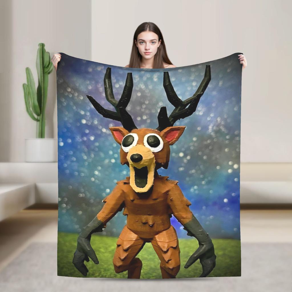 99 Nights in the Forest The Deer Flannel Throw Fashion Blanket Horror Game Bedding Knitted Fashion Blanket Outdoor Lightweight Multi-functio