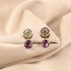 Rhodolite Gemstone 925 Sterling Silver Jewelry Handcrafted Stud Earrings 0.8" EE-141-10