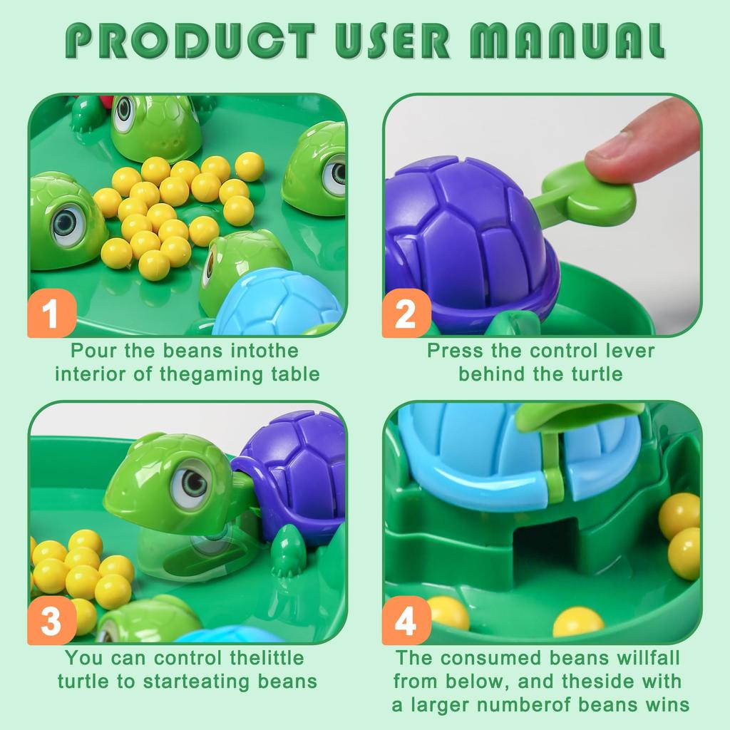 AIUAZA Голодные Черепахи Настольная Голодная Коробка Настольная Черепаха Поедание Бобы Настольная Игра Игра, Игра, Игра, Игрушка, Игрушка, 2-4 (72 боба)