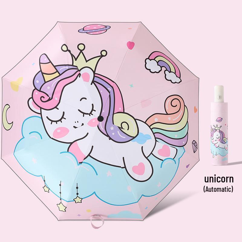 Children's Cartoon Fully Automatic Safety Umbrella: Rain or Shine, Reflective, Foldable, Anti-Rebound Design