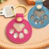Paw Shaped Keychain Faux Leather Dog Hair Storage Keychain Transparent Pet Hair Souvenir Refillable Keyring Memorial Gift