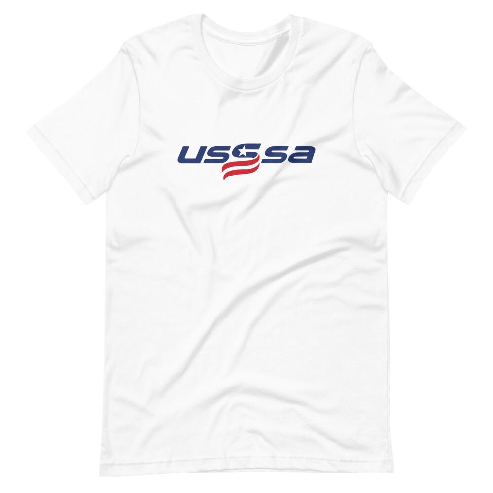 USSSA Бейсбол Логотип Графическая футболка с коротким рукавом Унисекс футболка Унисекс футболка