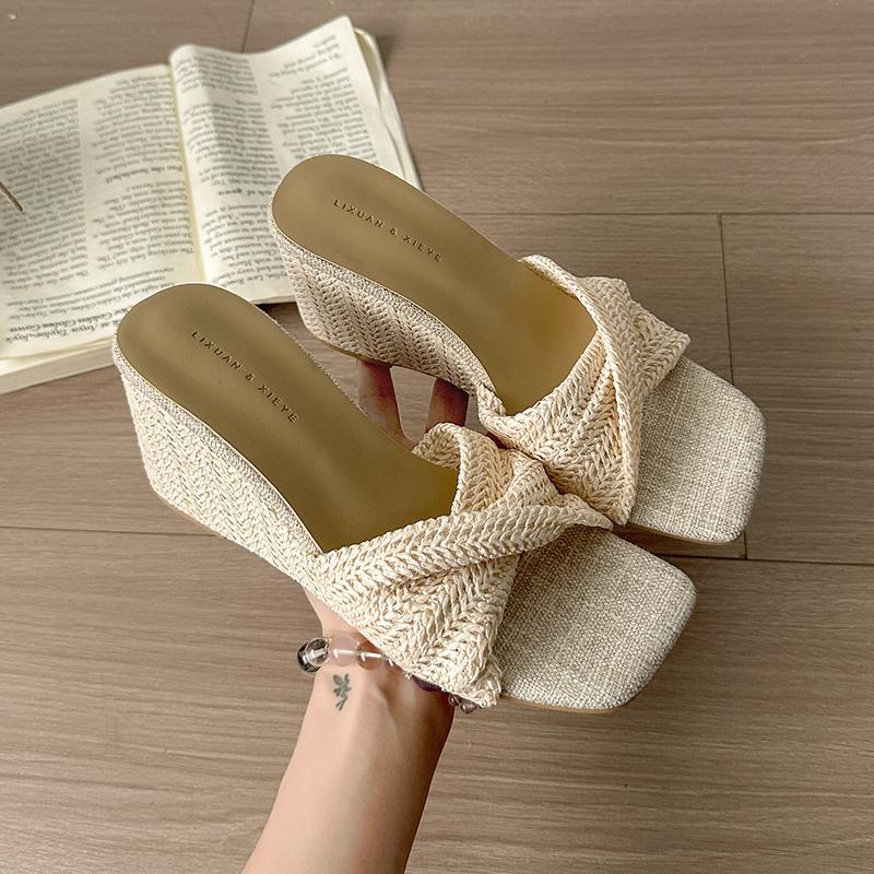 Fashion Women's Wedges Slippers Weave Platform Shoes New Sandals Designer 2025 Summer Fashion Woman Flip Flops Dress Sandalias De Mujer