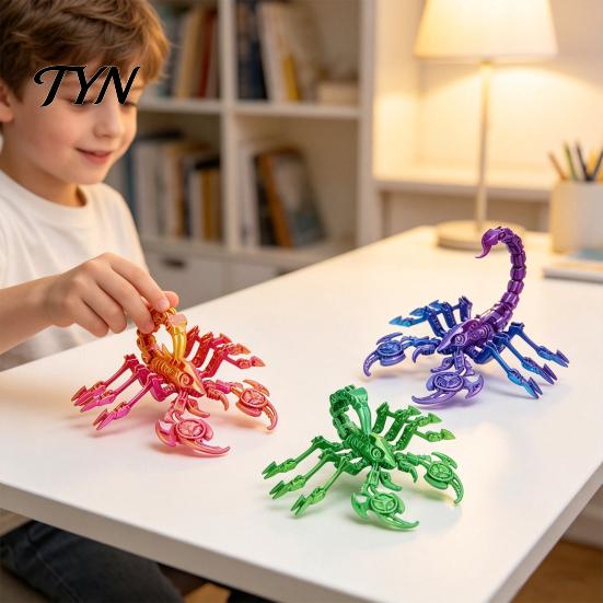 Realistic Scorpion Model Articulated Mechanical Figurine, 3D Printed Flexible Joints Educational Science Toy Model, Gradient Color Movable Fidget for