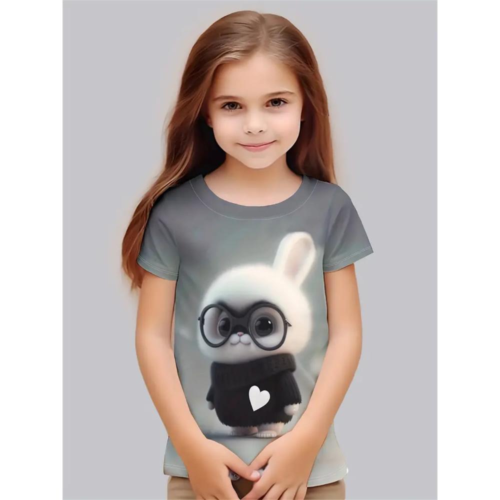 2025 Одежда для девочек Модные повседневные футболки с 3D-принтом Милые индивидуальные повседневные футболки для девочек Летняя футболка с короткими рукавами