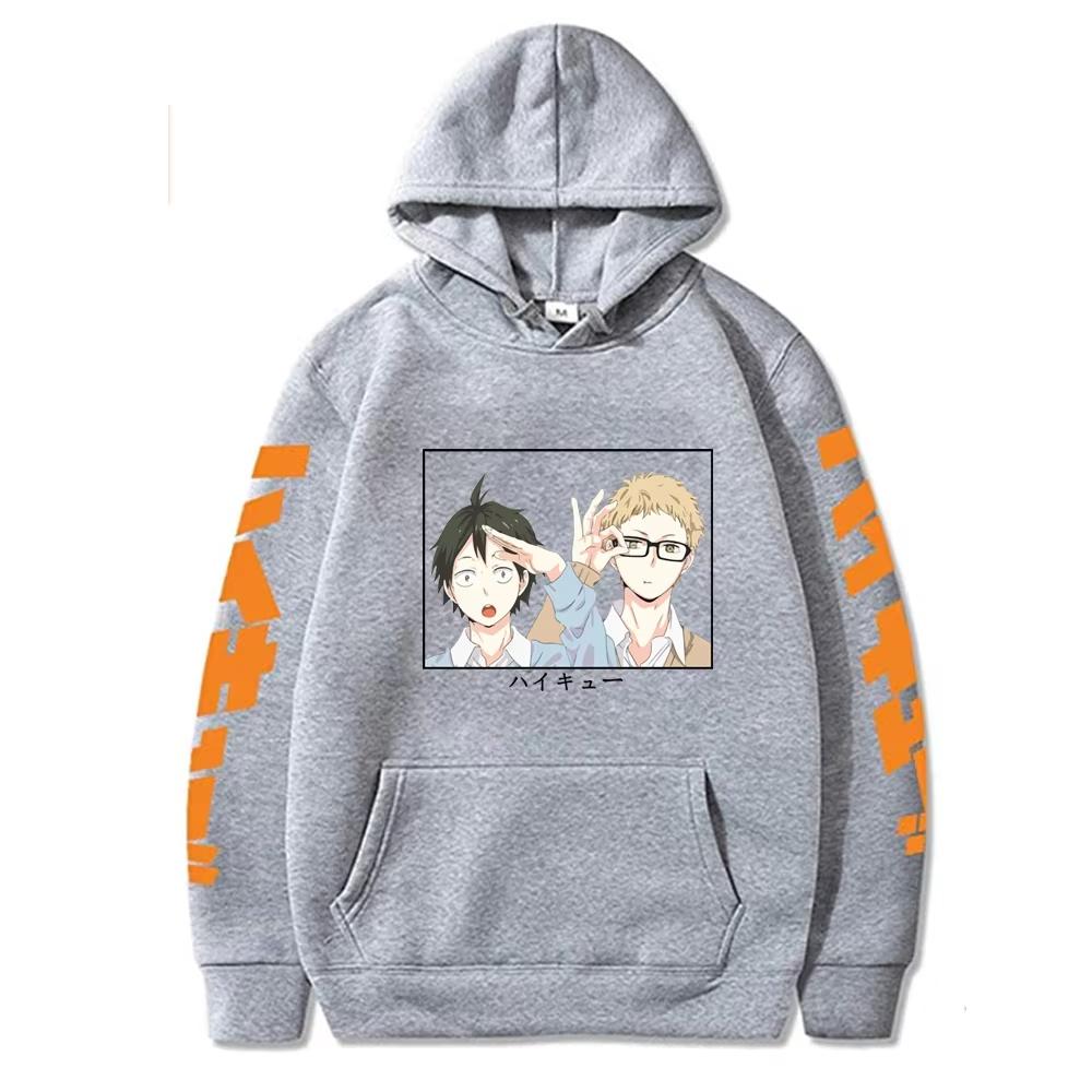 Tooru Oikawa and Kei Tsukishima Printed Hoodies Men Anime Haikyuu Graphic Harajuku Sport Unisex Oversized Pullover Sweatshirt