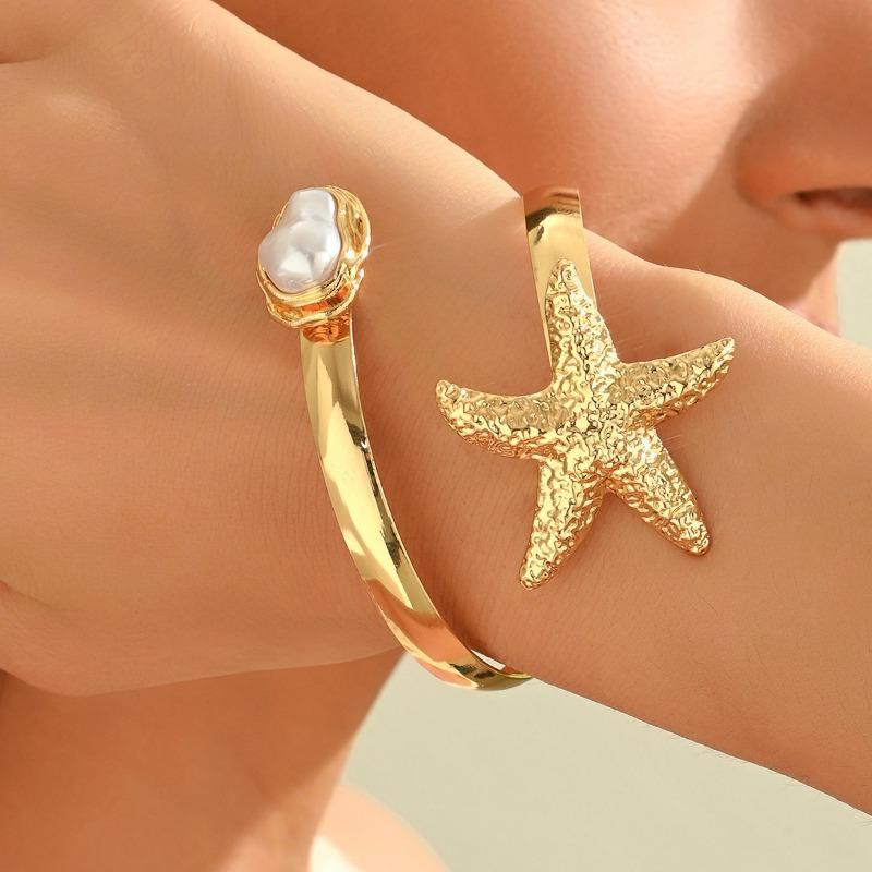 Metal Starfish Open Bracelet New Three-dimensional Irregular Niche Design Arm Ring Jewelry