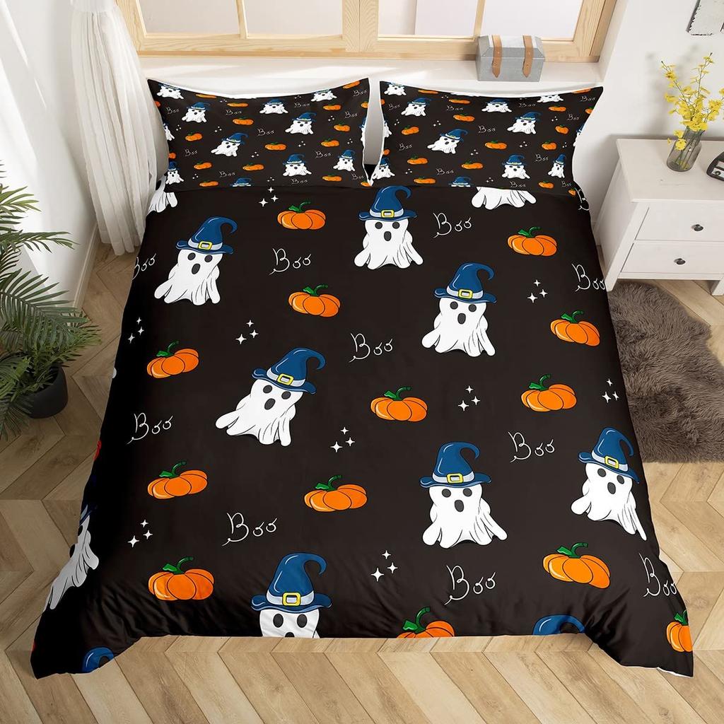 Хэллоуин Готика Черный Кот Король Королева Пододеяльник Блестящий Лунный Комплект постельного белья Ужасный Жуткий Пододеяльник Полиэстеровый Пододеяльник