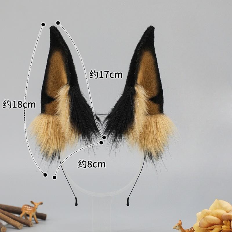New Black Brown Animal Faux Fur Wolf Ears Headband Fluffy Plush Doberman Dog Hair Hoop Lolita Masquerade Halloween Cosplay Props