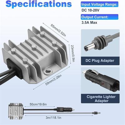 Повышающий преобразователь DC 12V/24V до 30V 3.5A с кабелем и вилкой для прикуривателя, Комплект для преобразования 10-28V в 30V 3.5A