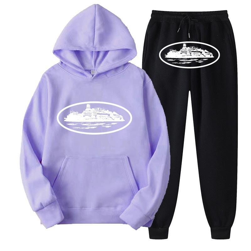 Unisex Hooded Sweatshirt Set With Graphic Print Long Sleeve Top Pants Soft Fleece Lined Casual Sportwear Fall
