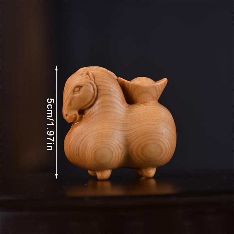 Handcrafted Wooden Tang Horse Ornament Carved Design Chinese Zodiac Horse Statue Home Office Car Desk Decor 2026 New Year