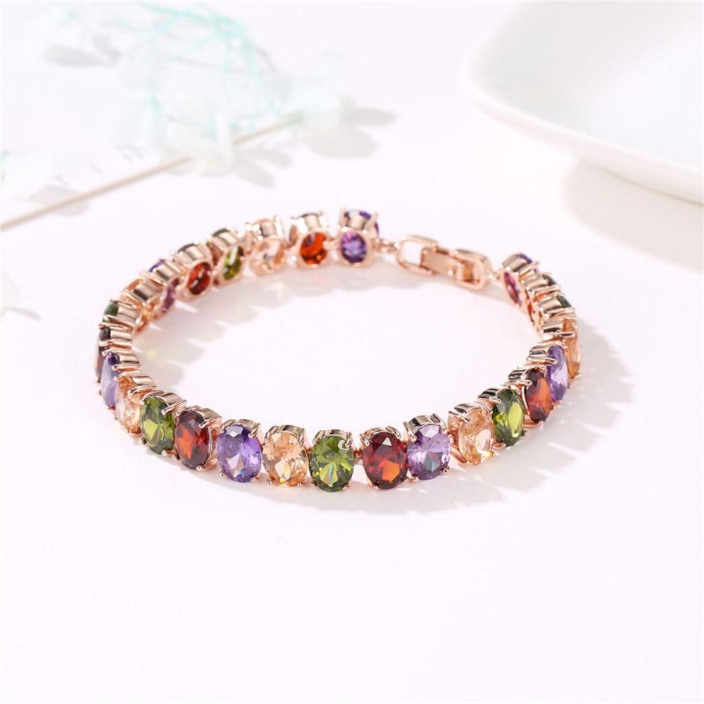 Ornaments Rhinestone Bracelet Luxury Colored Crystal Bracelet Rainbow Zircon Bracelet Gifts