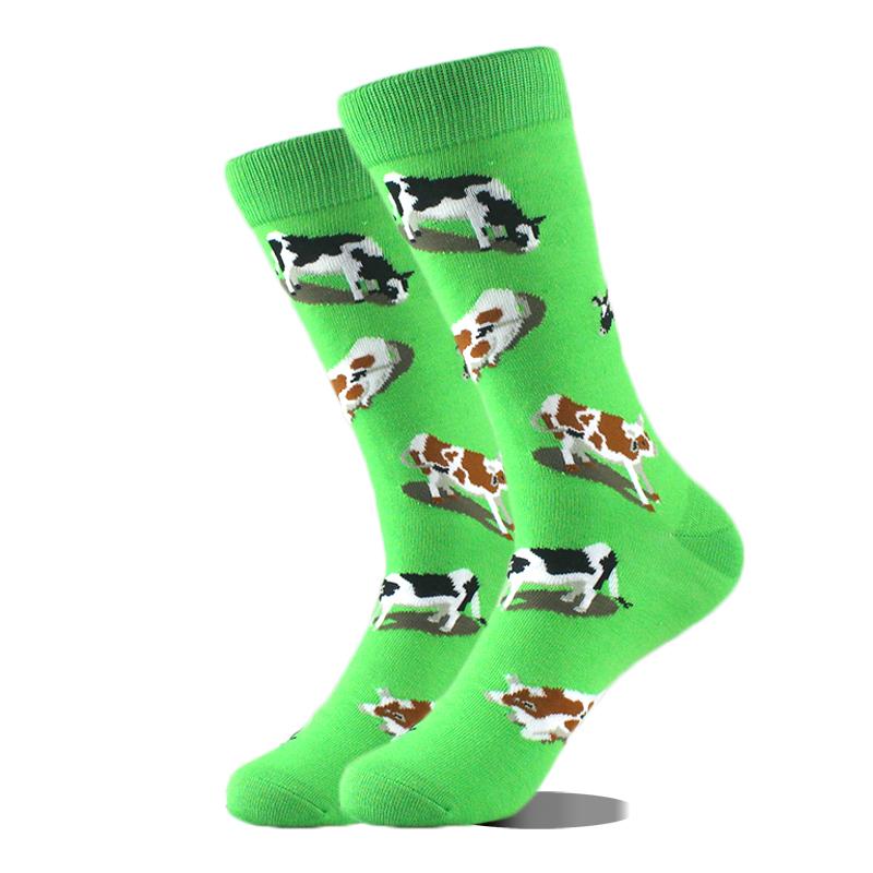 Happy Funny Socks Men Animal Lion Sloth Shark Crazy Design Sokken Unisex Novelty Violin Carrot Crew Skateboard Calcetines Hombre