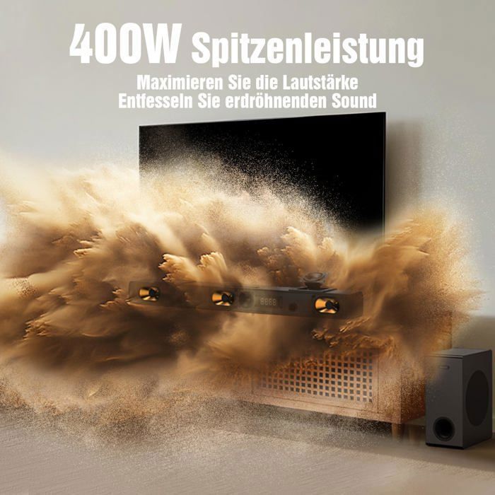 Barre de Son - HIWILL - A312 - 400 W - Dolby Atmos - Bluetooth - 3.1.2 canaux
