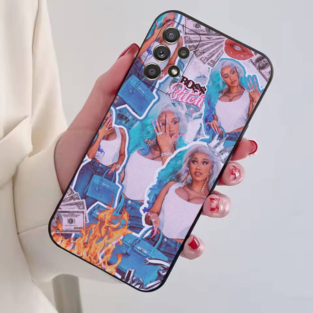 Hip Hop C-Cardi B Phone Case For Samsung S25,S24,S21,S22,S23,S30,Ultra,S20,Plus,Fe,Lite,Note,10,Black Cover
