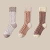 3Pairs Sleeping Coral Fleece Socks Winter Mid Tube Socks Women Solid Color Floor Plush Socks  Autumn