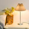 LED Nordic Desktop Pleated Desk Lamp Fabric Atmosphere Desk Lamp Ins Bedroom Bedside Lamp Atmosphere Lamp Decoration Small Night Lamp