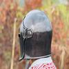 Grey Barbuta Helmet Medieval Knight Armor D Steel Visored Helmet for LARP, Cosplay Halloween Costume Warrior Helmet.