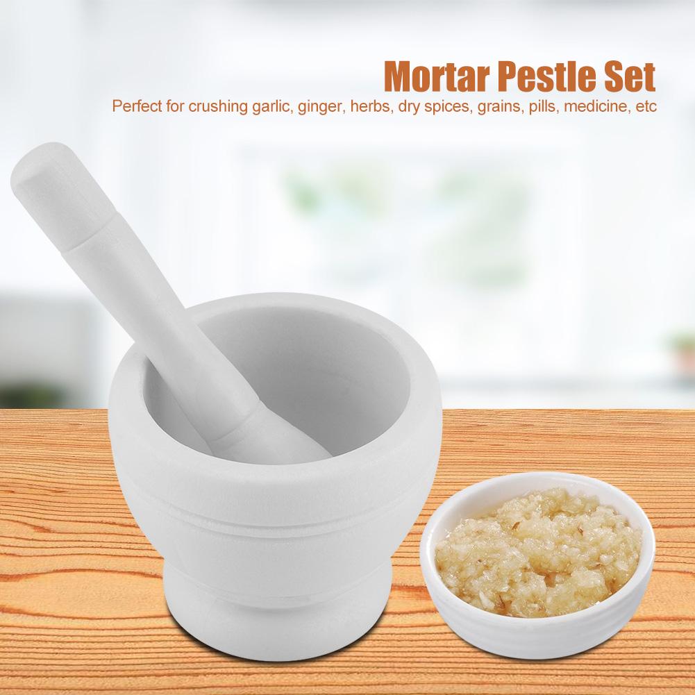 Manual Plastic Garlic Grinder Spices Herbs Mortar Pestle Set Grinding Bowl Kitchen Tool