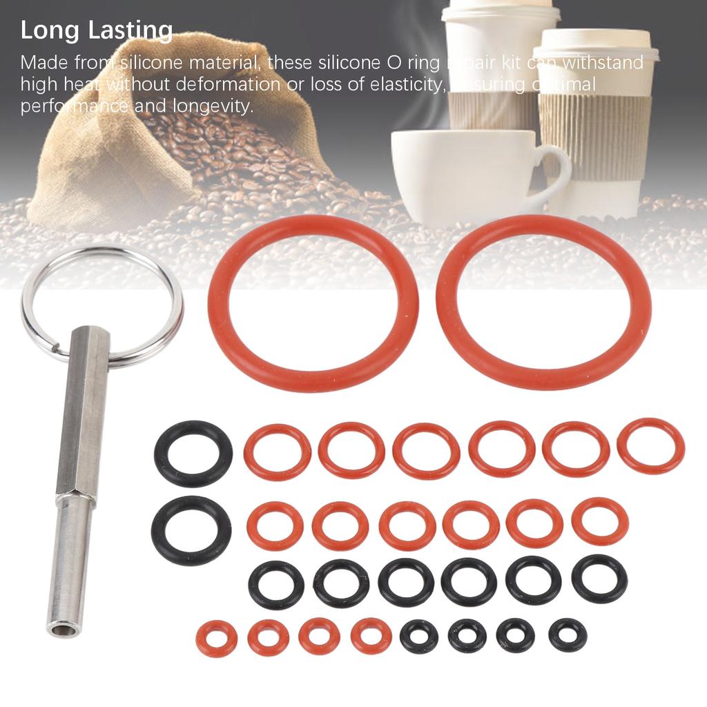 30 шт. Силиконовые уплотнительные кольца для кофемашины с ключом-инструментом для ремонта кофемашины, силиконовый набор для ремонта уплотнительных колец, набор для обслуживания