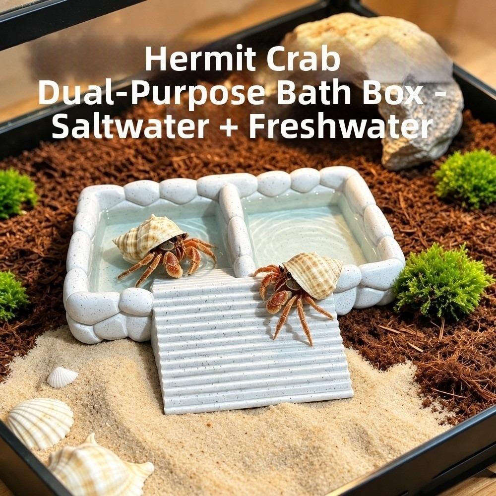 Anti-Drowning Hermit Crab Bath Tub 2-in-1 Reptile Water Basin Small Pet Water Basin Crawling Pet