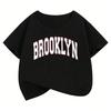 Модные футболки с принтом букв Brooklyn, с коротким рукавом, детские, для мальчиков и девочек, летний, весенний, повседневный топ
