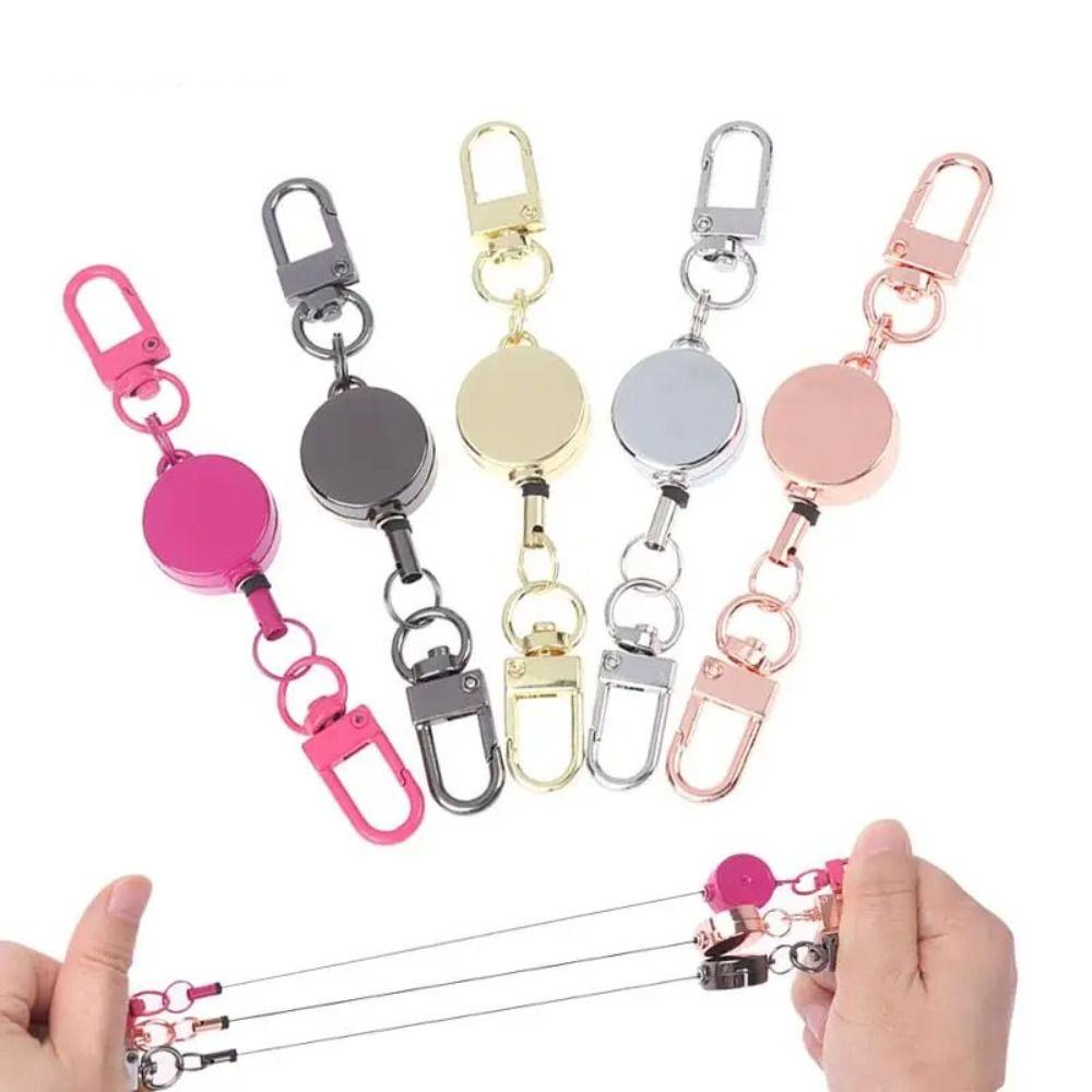 Easy-to-pull Buckle Elastic Keychain Anti-theft Sporty Retractable Key Ring  Yoyo Ski Pass ID Card