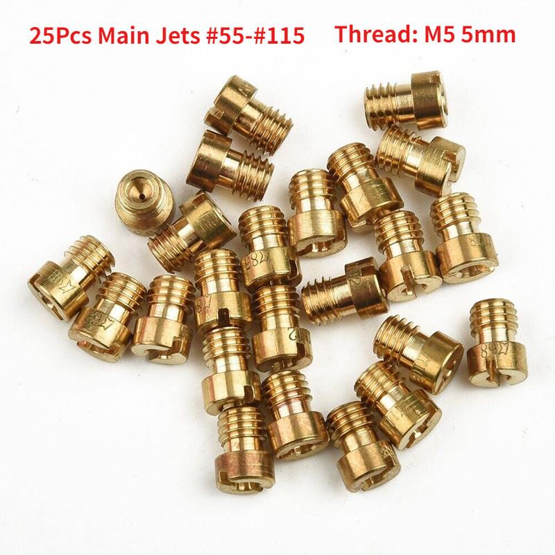 25 шт. главный жиклер #55-#115 M5 для карбюраторов Dellorto SHA SHB, набор главных жиклеров 5 мм, замена форсунки карбюратора