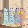 1PC Cute Cat Paw Doodle Color Pattern 750ml Color Plastic Sports Water Bottle Leakproof Flip Straw Lid Suitable for Sports Office Home Use