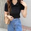 Y2K Европейский и Американский Воротник Поло С Короткими Рукавами Женский Летний Короткий Стиль Slim Fit и Утягивающий Топ С Короткими Рукавами