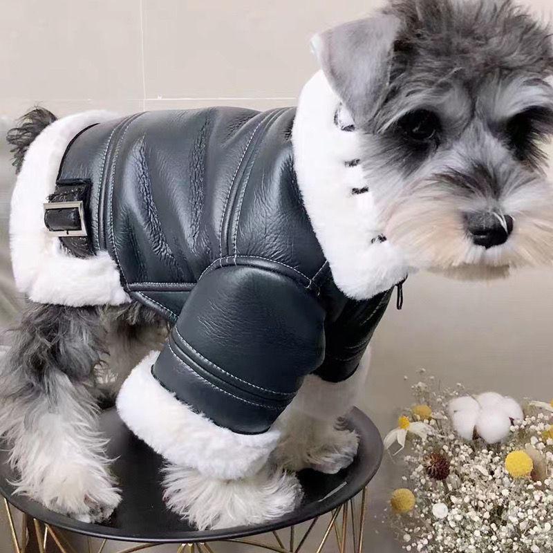 Зимняя одежда Утолщенная меховая мотоциклетная куртка Одежда для собак