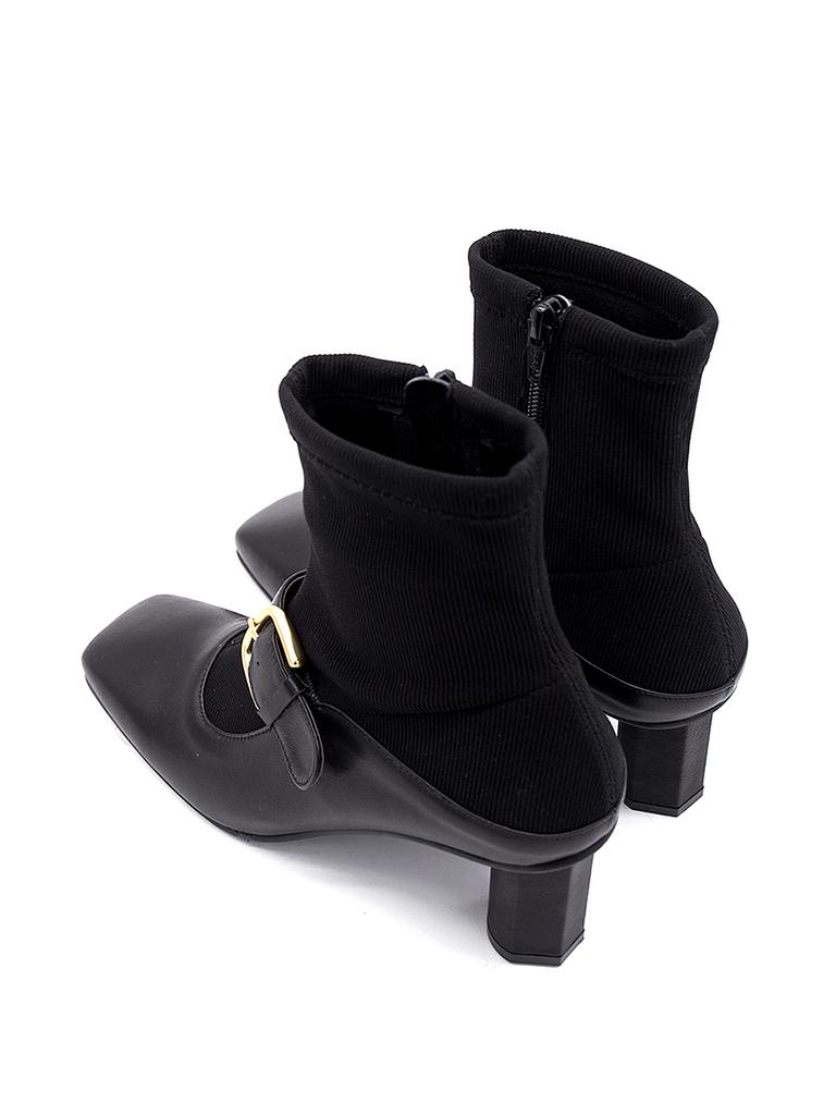 Nontheless Side Buckle Sock Boots 6Cm / Black Fabric