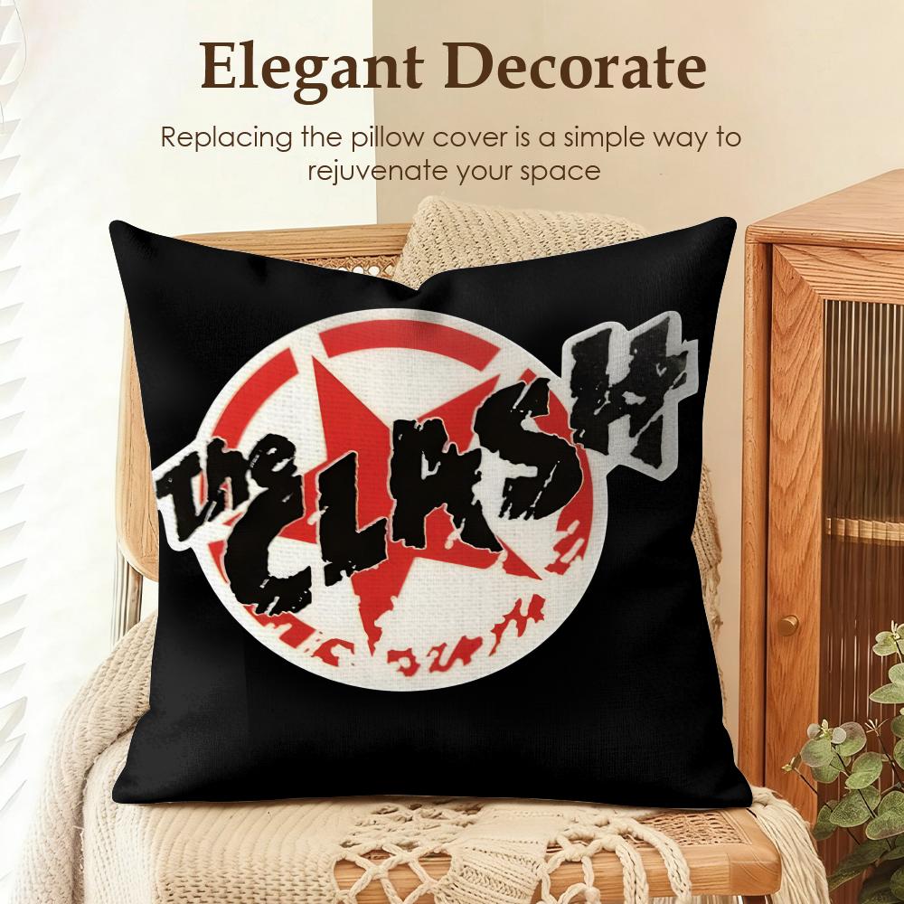 Band The CClash Cushion Cover Natural Linen Organic Fabric DoubleSided Printing Sofa Home Decor Gift Pillow Case