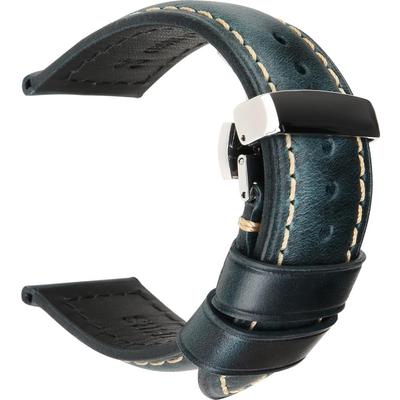 Ремешок для часов из натуральной кожи с пряжкой-бабочкой, стальная пряжка, раскладывающаяся застежка, коричневые кожаные ремешки для часов 18–26 мм