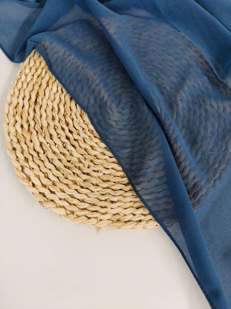 Women's Solid Color Pearl Chiffon Bubble Scarf, Long Silk Headscarf, 70x180cm, Middle Eastern Style